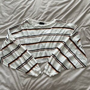 UO cropped white and orange long sleeve